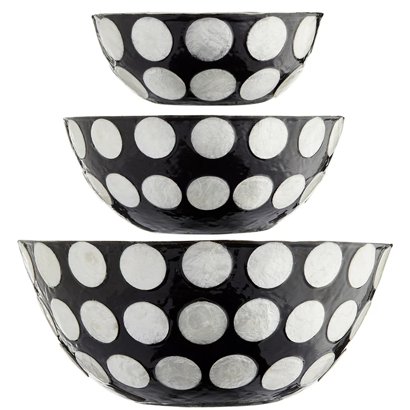 CAPIZ SHELLS BOWLS SET/3 Anti-Slip Backing