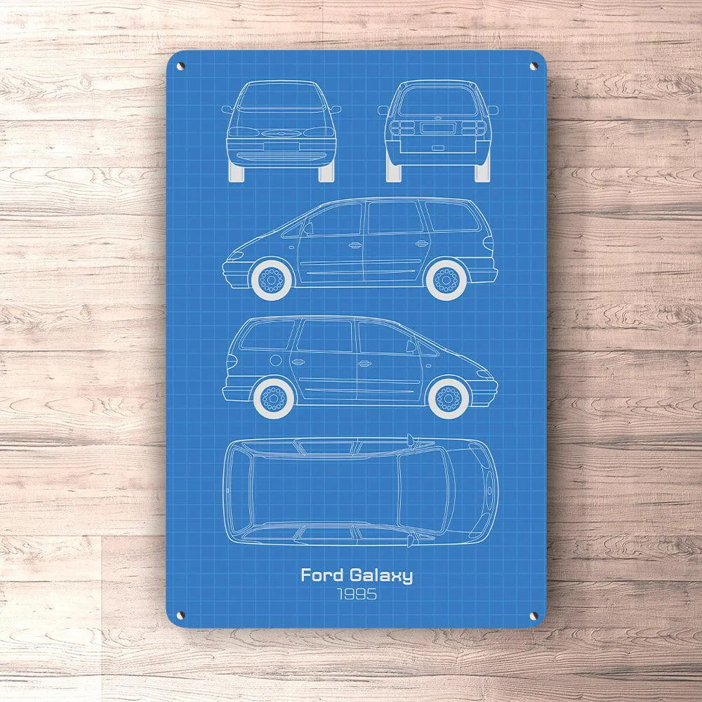 Ford Galaxy 1995 Blueprint Skilte, Musemåtte, Dørmåtte