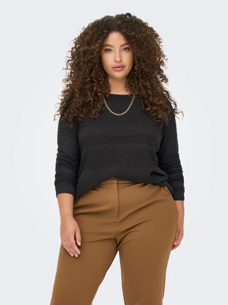 CarAirplain Pullover Knit Genuine Leather Black