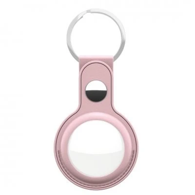 KeyBudz AirTag Nøglering - Snap Ring - 1 Pack - Læder - Lyserød