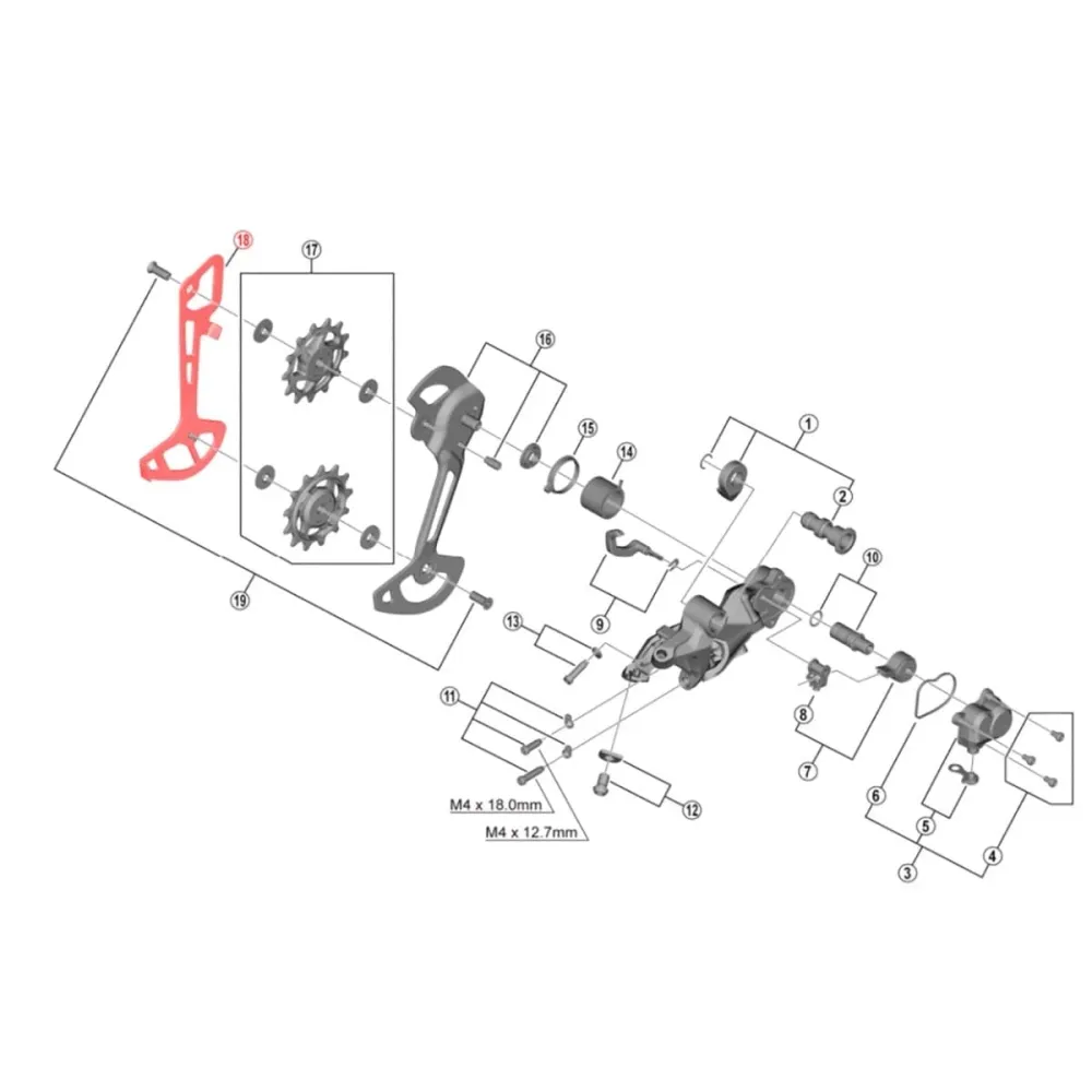 Langt internt bur til SHIMANO XT RD-M8120-SGS bagskifter