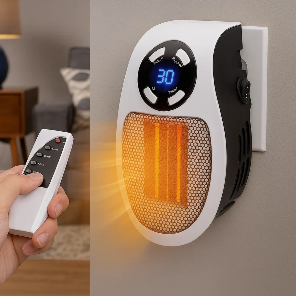 Electric Wall Heater | Compact Plug- Design Remote Control