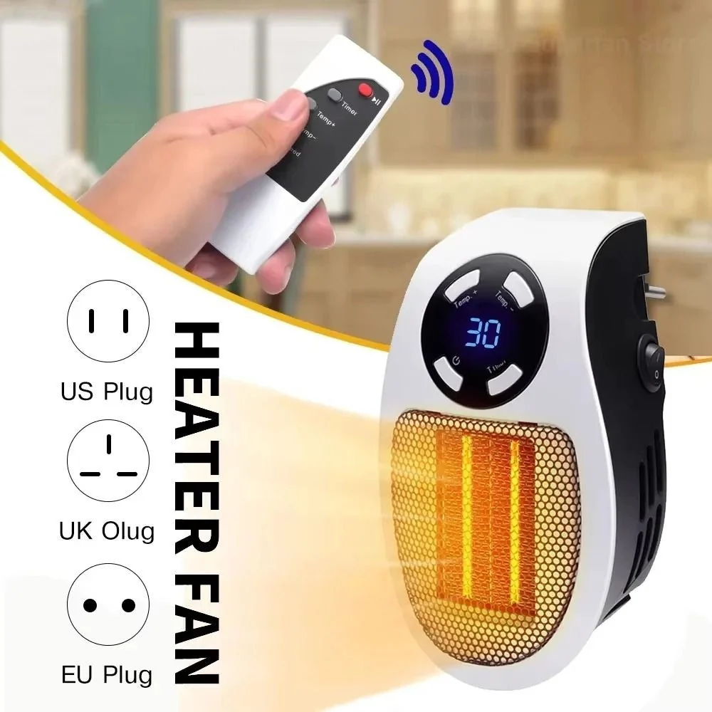 Electric Wall Heater | Compact Plug- Design Remote Control